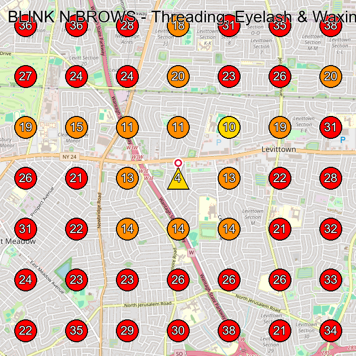BLINK N BROWS - Threading, Eyelash & Waxing Salon GeoGrid visibility map for Beauty Salon in East Meadow